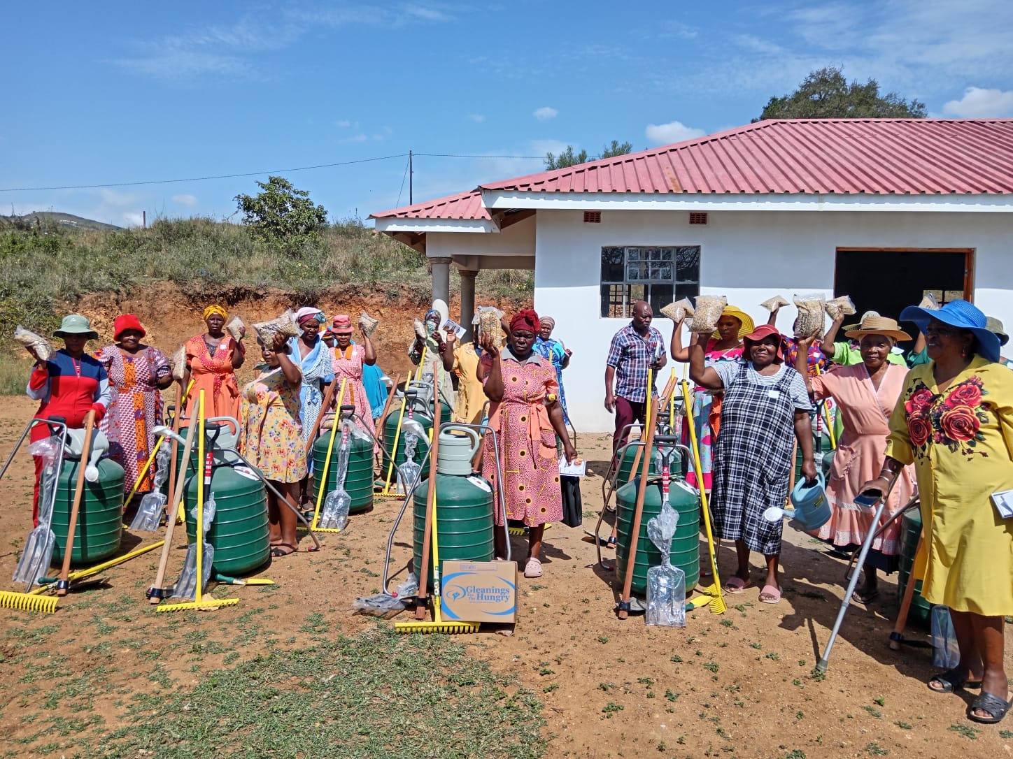 Ladies with their HR kits and food pack